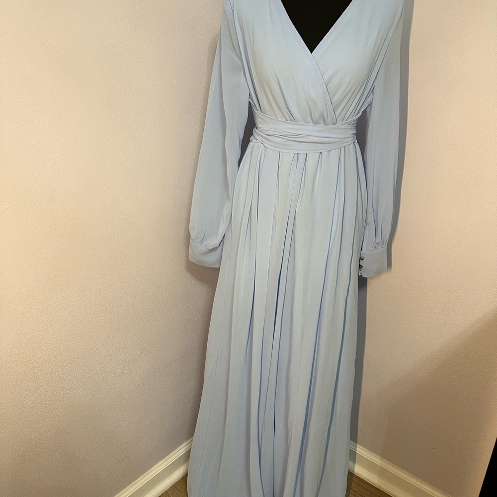 Aria Soft Blue Long Sleeve Dress